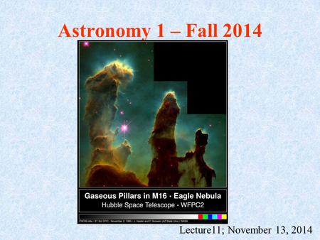 Astronomy 1 – Fall 2014 Lecture11; November 13, 2014.
