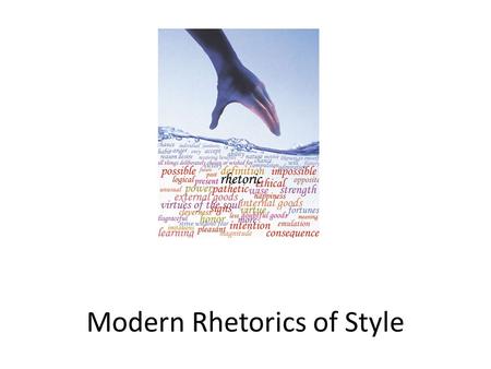 Modern Rhetorics of Style. Tonight’s Themes Metaphor and Language Rhetoric and Reality Style and Substance.