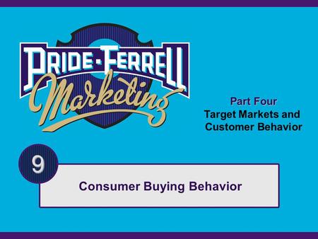 Part Four Target Markets and Customer Behavior 9 Consumer Buying Behavior.