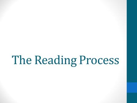 The Reading Process. Things to remember: Plan to read a text multiple times. Ideally, this will be in more than one sitting. Do not let yourself look.