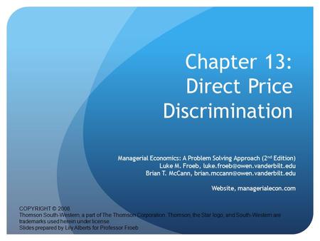 Chapter 13: Direct Price Discrimination