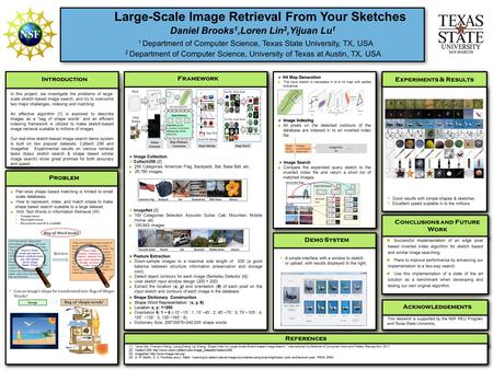 Large-Scale Image Retrieval From Your Sketches Daniel Brooks 1,Loren Lin 2,Yijuan Lu 1 1 Department of Computer Science, Texas State University, TX, USA.