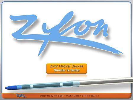 Subtitle Text Here Zylon Medical Devices Smaller Is Better Supported by NIH SBIR PHASE II Grant # 5 R44 H 68331-3.