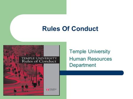 Rules Of Conduct Temple University Human Resources Department.