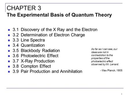 CHAPTER 3 The Experimental Basis of Quantum Theory