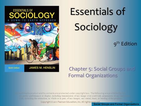 Social Groups and Formal Organizations Copyright © 2011 Pearson Education, Inc. All rights reserved. This multimedia product and its contents are protected.
