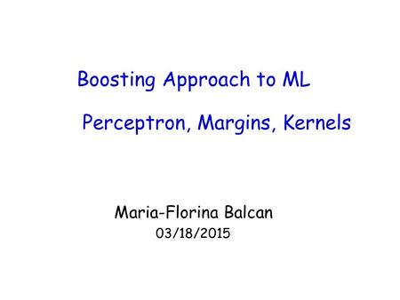 Boosting Approach to ML