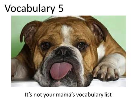 Vocabulary 5 It’s not your mama’s vocabulary list.