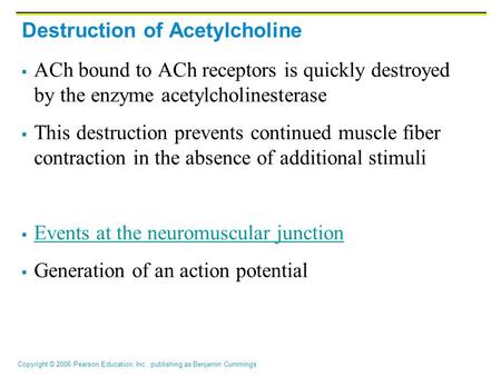 Destruction of Acetylcholine