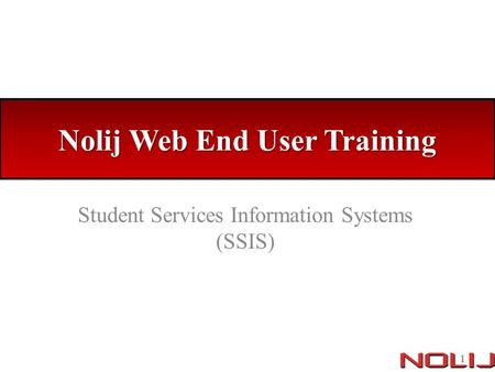 Nolij Web End User Training