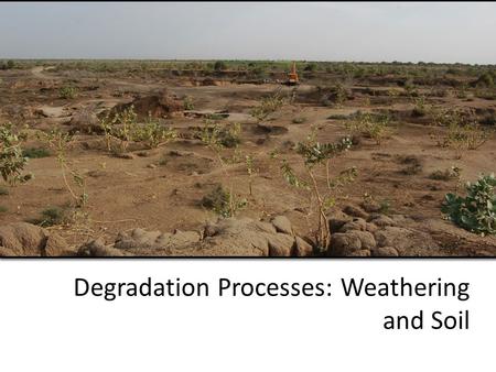 Degradation Processes: Weathering and Soil. Just to review a few things… Weathering: Process by which rock begins to come apart. Erosion: The weathering.