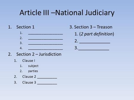 Article III –National Judiciary