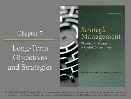 Long-Term Objectives and Strategies