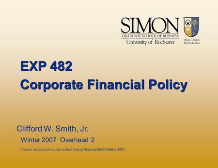 Corporate Financial Policy