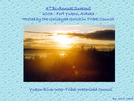 4 th Bi-Annual Summit 2003 – Fort Yukon, Alaska Hosted by the Gwichyaa Gwich’in Tribal Council Yukon River Inter-Tribal Watershed Council By: Kip R. Cronk.