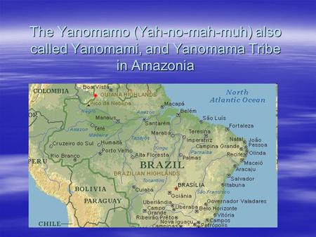 The Yanomamo (Yah-no-mah-muh) also called Yanomami, and Yanomama Tribe in Amazonia.