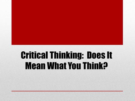 Critical Thinking: Does It Mean What You Think?. On Conjugation of Cyclically-Generated Banach Spaces.