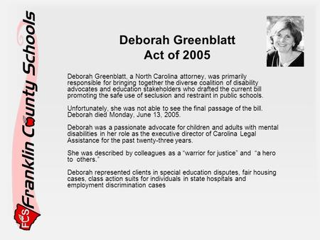 Deborah Greenblatt Act of 2005