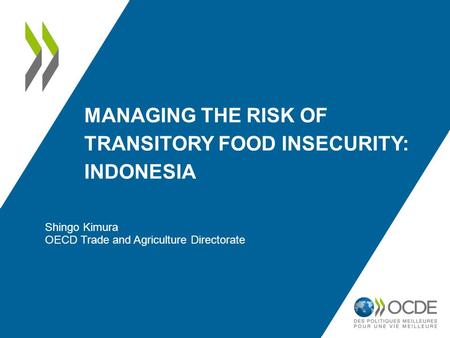 MANAGING THE RISK OF TRANSITORY FOOD INSECURITY: INDONESIA Shingo Kimura OECD Trade and Agriculture Directorate.