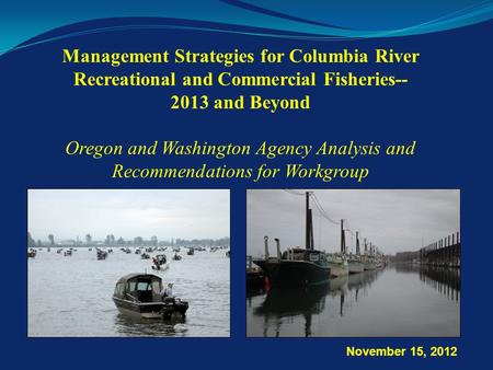 Management Strategies for Columbia River Recreational and Commercial Fisheries-- 2013 and Beyond Oregon and Washington Agency Analysis and Recommendations.