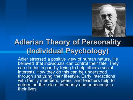 Adlerian Theory of Personality (Individual Psychology)