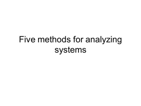 Five methods for analyzing systems. A model of social change using four methods for describing systems Ideas Events Variables Groups.