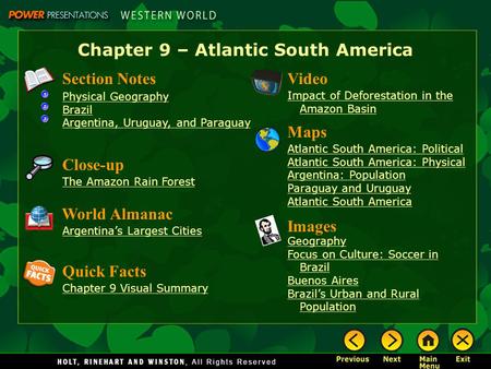 Chapter 9 – Atlantic South America