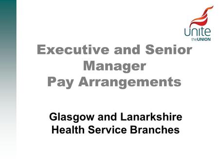 Executive and Senior Manager Pay Arrangements Glasgow and Lanarkshire Health Service Branches.