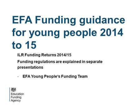 EFA Funding guidance for young people 2014 to 15