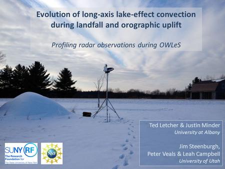Evolution of long-axis lake-effect convection during landfall and orographic uplift Profiling radar observations during OWLeS 1 Ted Letcher & Justin Minder.