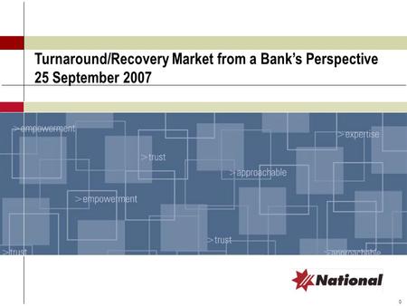 0 Turnaround/Recovery Market from a Bank’s Perspective 25 September 2007.