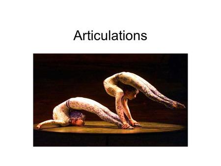 Articulations. Articulations (Joints) Articulations – wherever 2 bones meet Classified by function –Synarthrosis (Immovable) –Amphiarthrosis (slightly.