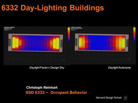 6332 Day-Lighting Buildings Christoph Reinhart Energy Occupant Behavior Rules of Thumb Energy Considerations GSD 6332 – Occupant Behavior Occupant BehaviorEnergy.