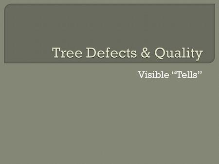 Visible “Tells”.  Scaling estimates wood volume after defects that result in loss of wood are removed  Grading removes defects that could result in.