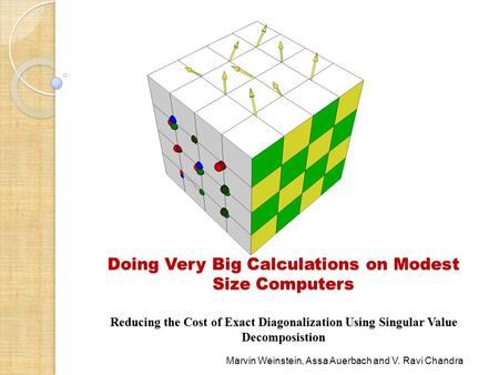 Doing Very Big Calculations on Modest Size Computers Reducing the Cost of Exact Diagonalization Using Singular Value Decomposistion Marvin Weinstein, Assa.
