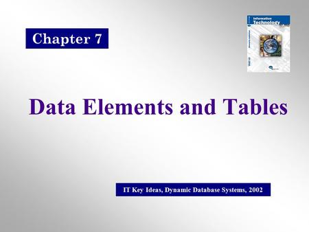 Data Elements and Tables IT Key Ideas, Dynamic Database Systems, 2002 Chapter 7.