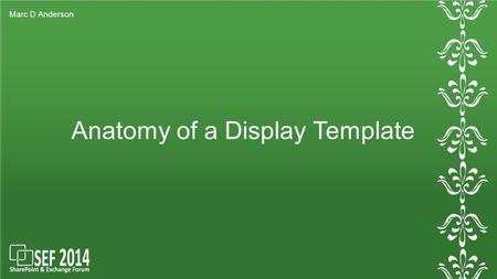Anatomy of a Display Template Marc D Anderson. Who Is Marc?