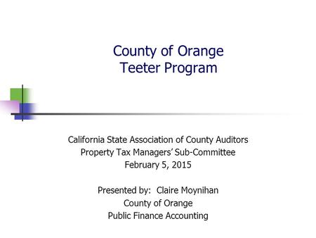County of Orange Teeter Program