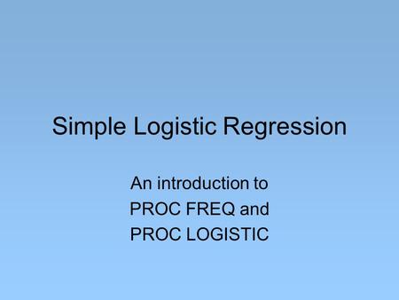 Simple Logistic Regression