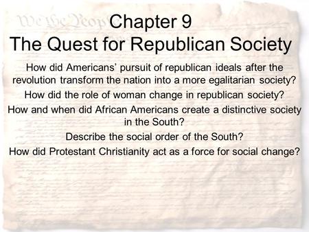 Chapter 9 The Quest for Republican Society