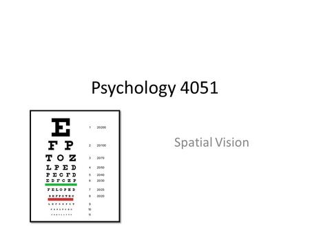 Psychology 4051 Spatial Vision.