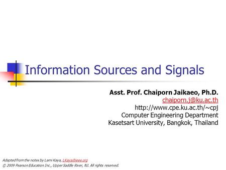 Information Sources and Signals