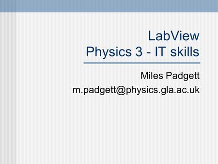 LabView Physics 3 - IT skills