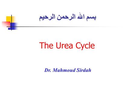 The Urea Cycle بسم الله الرحمن الرحيم Dr. Mahmoud Sirdah Dr. Mahmoud Sirdah.