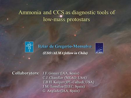 Ammonia and CCS as diagnostic tools of low-mass protostars Ammonia and CCS as diagnostic tools of low-mass protostars Itziar de Gregorio-Monsalvo (ESO.