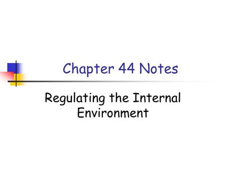 Regulating the Internal Environment