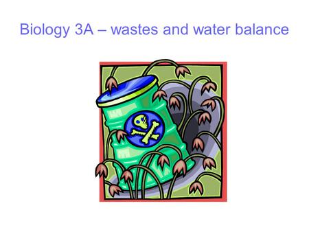 Biology 3A – wastes and water balance. Organisms need nutrients Nutrients provide Energy for cellular and body activity eg movement, growth, active transport,