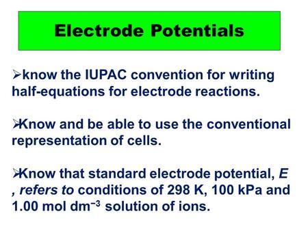PPT - Electrode potentials