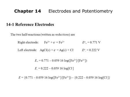 Chapter 14 Electrodes and Potentiometry