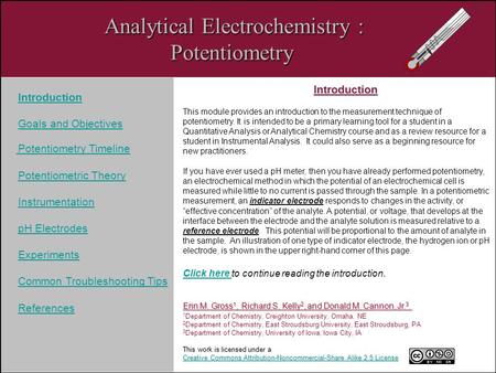 Analytical Electrochemistry : Potentiometry